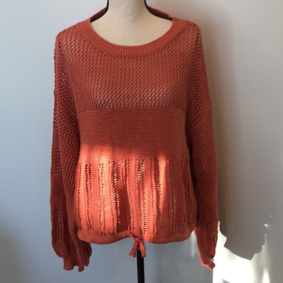 American Eagle  orange sweater tie waist knit SZ XL - Picture 1 of 11